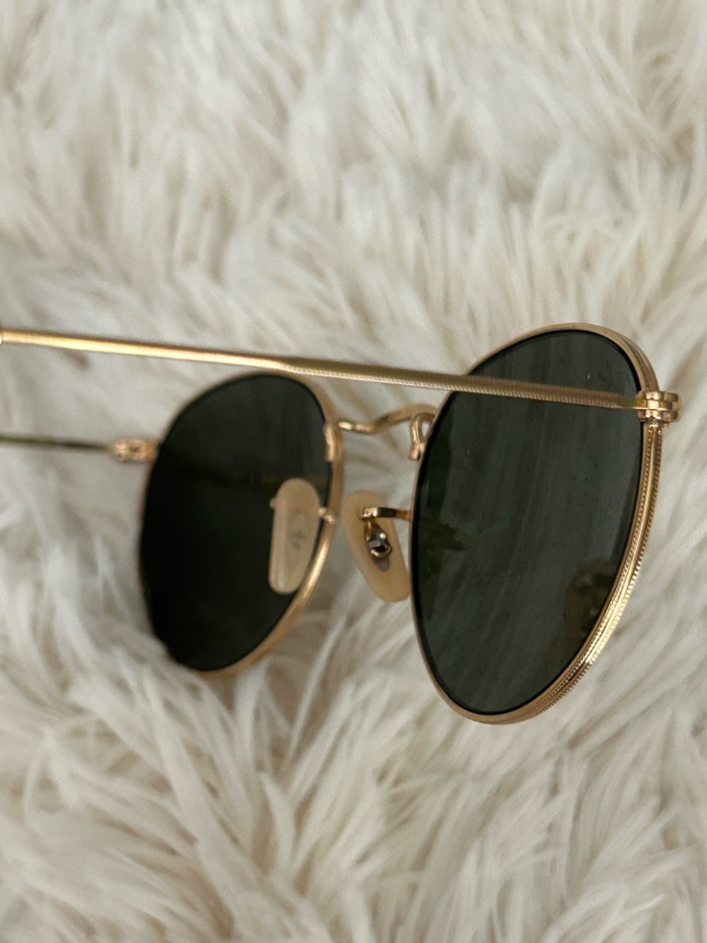 Ray Ban 3447 Round Gold Metal Frame Sunglasses Green Lenses Case Unisex Italy - Picture 8 of 14